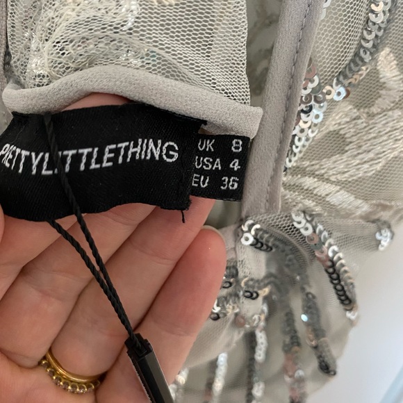 Sequinned silver mini dress, new with tags, size 4 - Picture 3 of 4